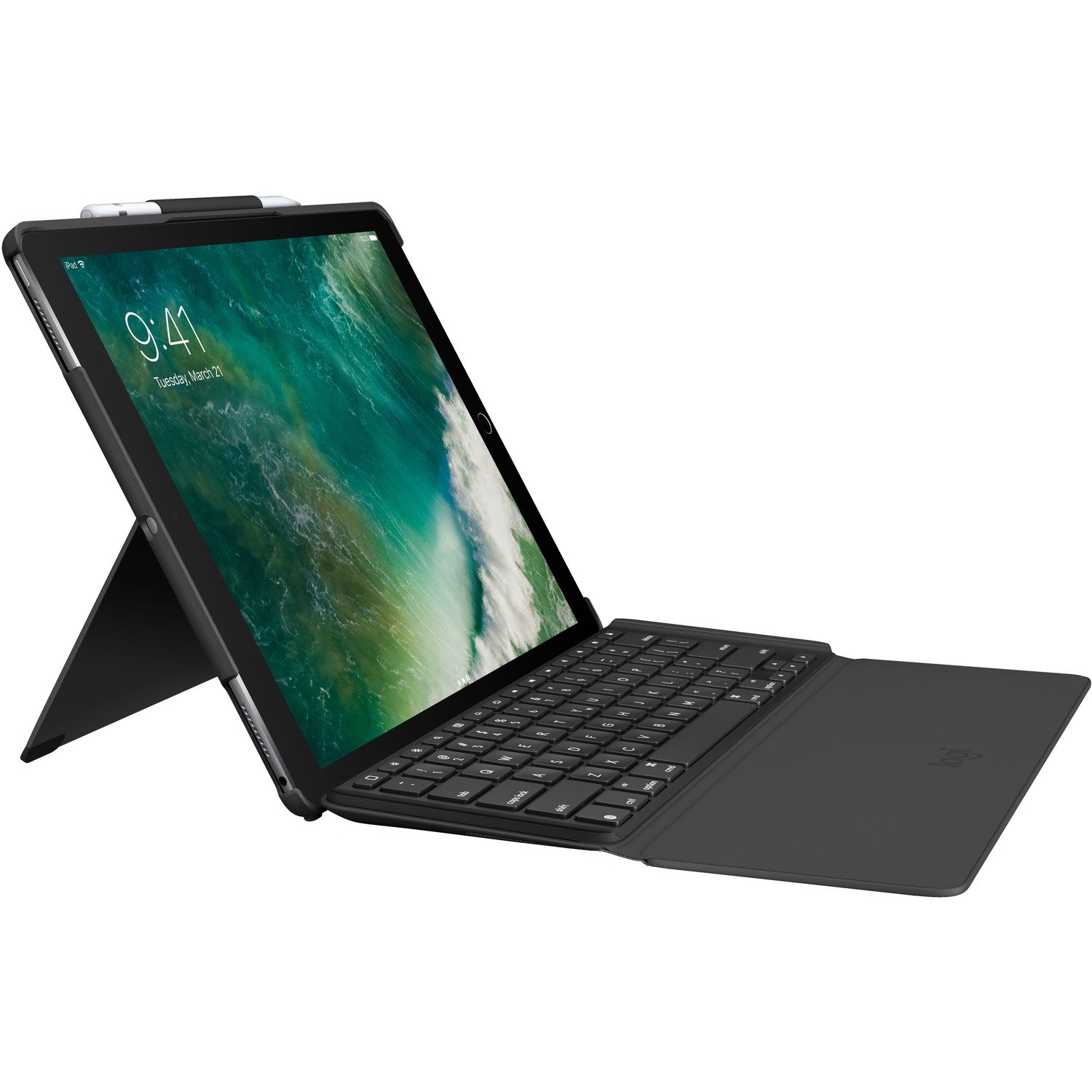 Logitech Slim Combo Keyboard/Cover Case (Folio) for 32.8 cm (12.9") iPad Pro - Black