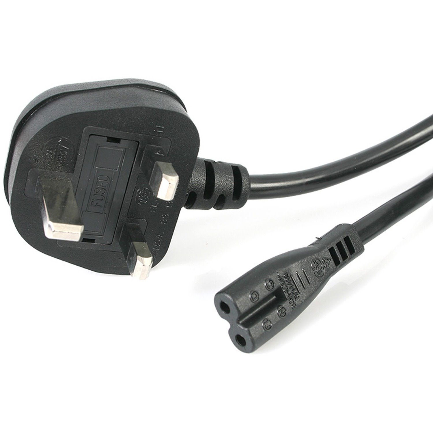 StarTech.com 1m Laptop Power Cord 2 Slot for UK - BS-1363 to C7 Power Cable Lead