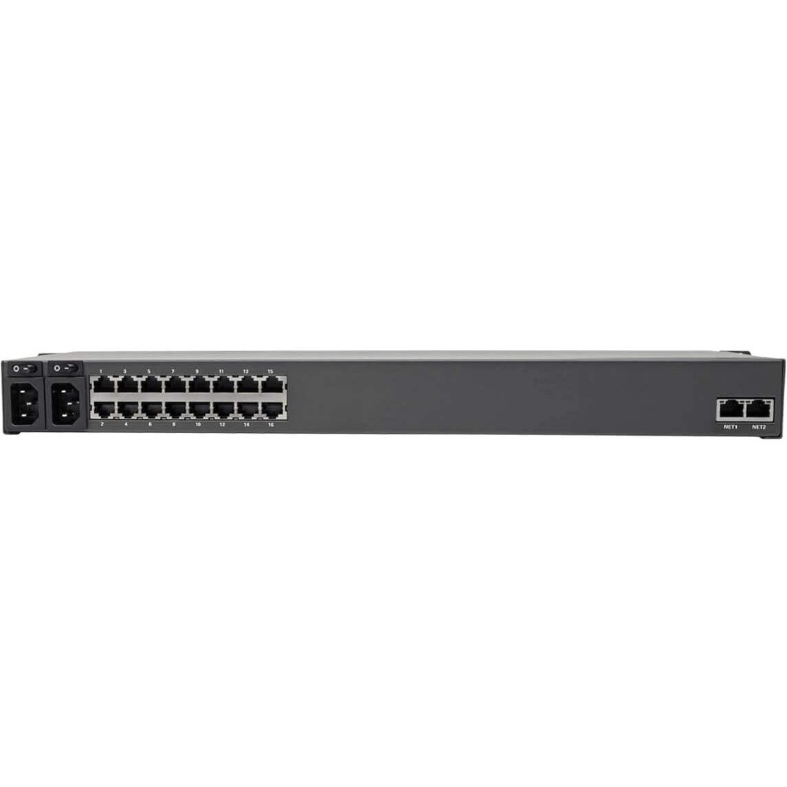 Tripp Lite by Eaton 16-Port Serial Console Server, USB Ports (2) - Dual GbE NIC, 4 Gb Flash, Desktop/1U Rack, CE, TAA