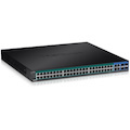 TRENDnet 52-Port Web Smart PoE+ Switch; 48 x Gigabit PoE+ Ports; 4 x Shared Gigabit Ports (RJ-45 or SFP); VLAN; QoS; LACP; IPv6 Support; 740W PoE Power Budget; Lifetime Protection; TPE-5048WS