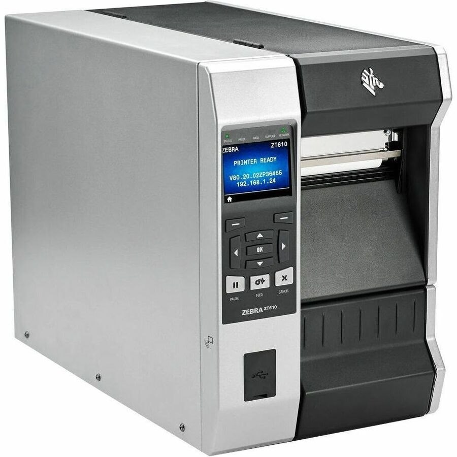 Zebra ZT610 Industrial, Manufacturing, Retail, Transportation & Logistic Direct Thermal/Thermal Transfer Printer - Monochrome - Label Print - Gigabit Ethernet - USB - USB Host - Serial - Bluetooth 4.0 - RFID - With Cutter