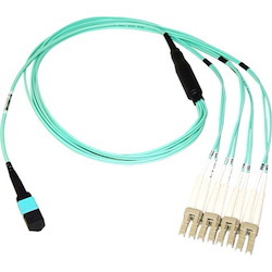 Axiom MPO Female to 4 LC Multimode OM4 50/125 Fiber Optic Breakout Cable - 1m