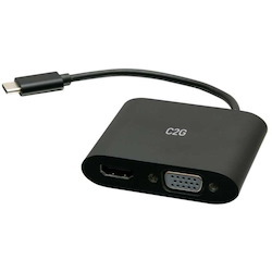 C2G USB C to HDMI & VGA Dual Monitor Adapter - 4K 30Hz - Black