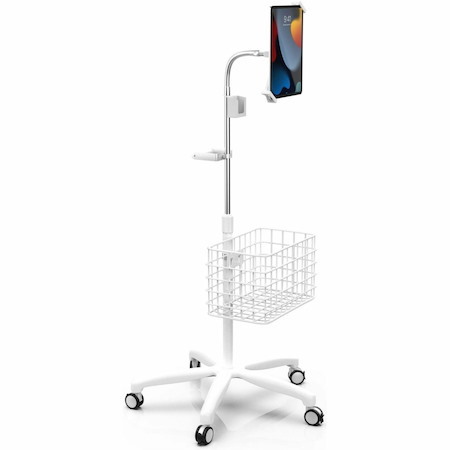 CTA Digital Heavy-Duty Security Medical Mobile Floor Stand and Accessories for 7-13 Inch Tablets (White)