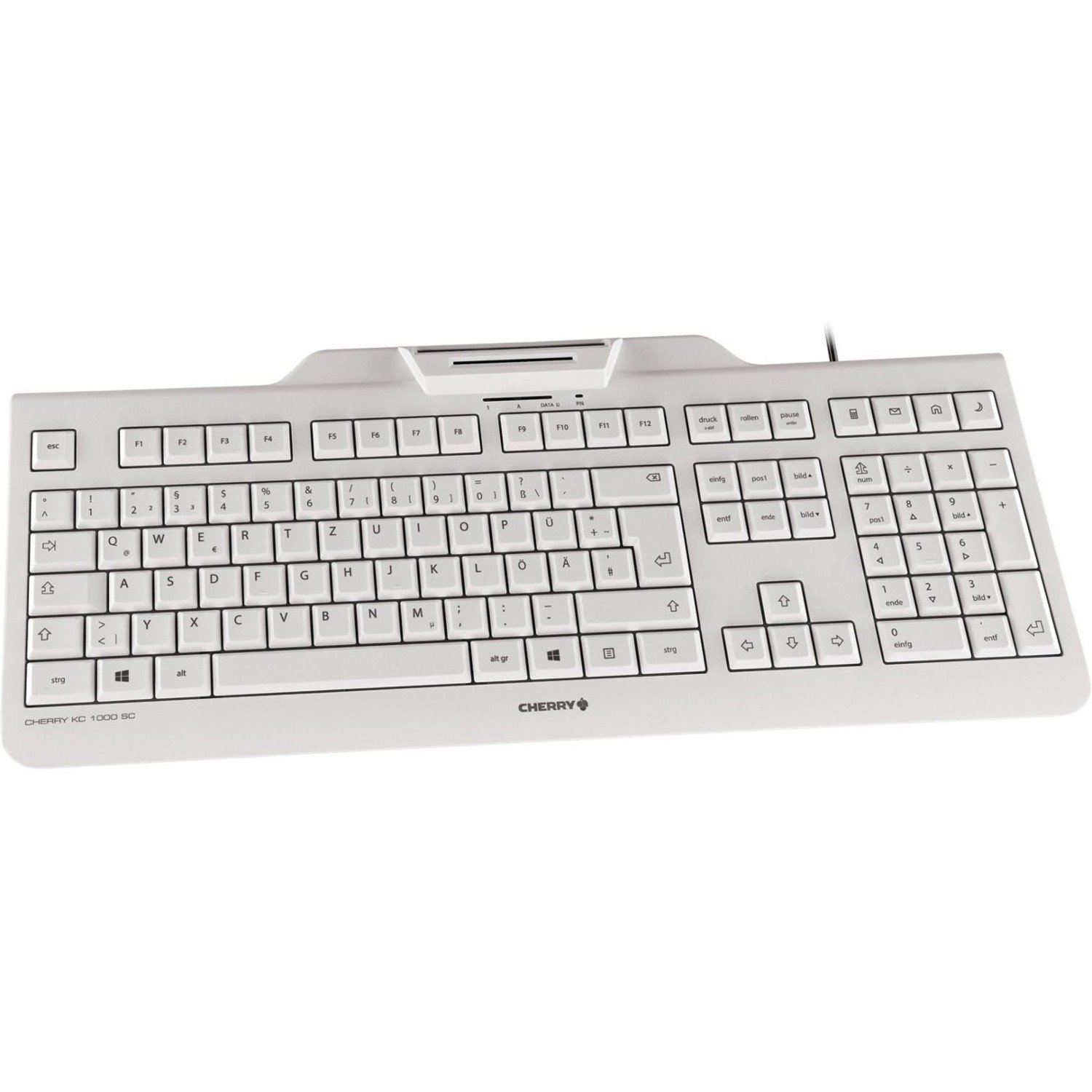 CHERRY KC 1000 SC-Z Keyboard - Cable Connectivity - USB Interface - English (US) - QWERTY Layout - Pale Gray