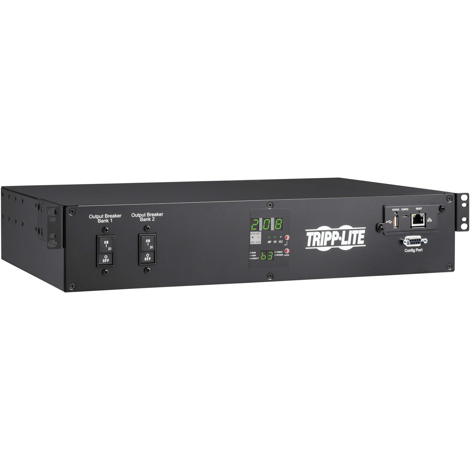 Eaton Tripp Lite Series 5.8kW 208/240V Single-Phase ATS/Monitored PDU - 16 C13, 2 C19 & 1 L6-30R Outlets, Dual L6-30P Inputs, 10 ft. Cords, 2U, TAA