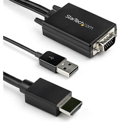 StarTech.com 2m VGA to HDMI Converter Cable with USB Audio Support - 1080p Analog to Digital Video Adapter Cable - Male VGA to Male HDMI