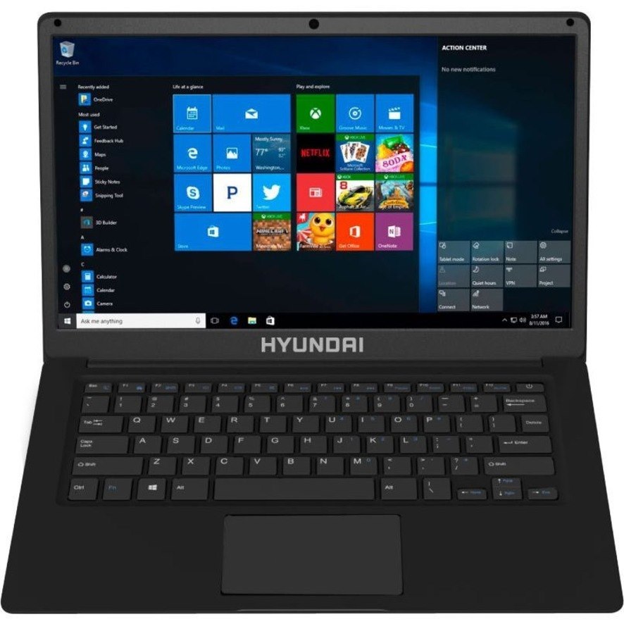 Hyundai Thinnote-A, 14.1" Celeron Laptop, 4GB RAM, 64GB Storage, Expandable 2.5" SATA HDD Slot, Windows 10 Home S Mode, Black
