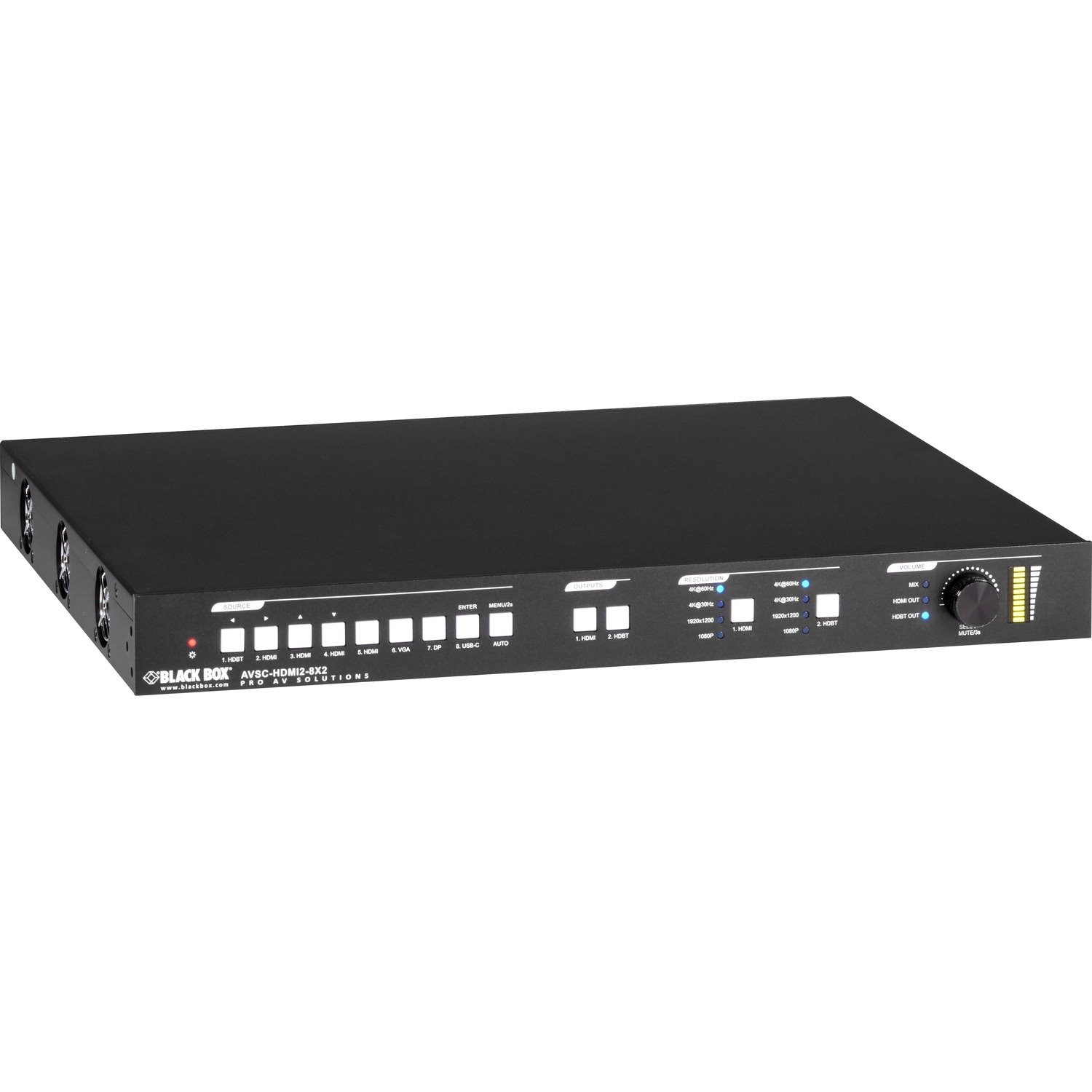 Black Box 8x2 Video Matrix Switcher, 18G Seamless Switching, HDMI 2.0