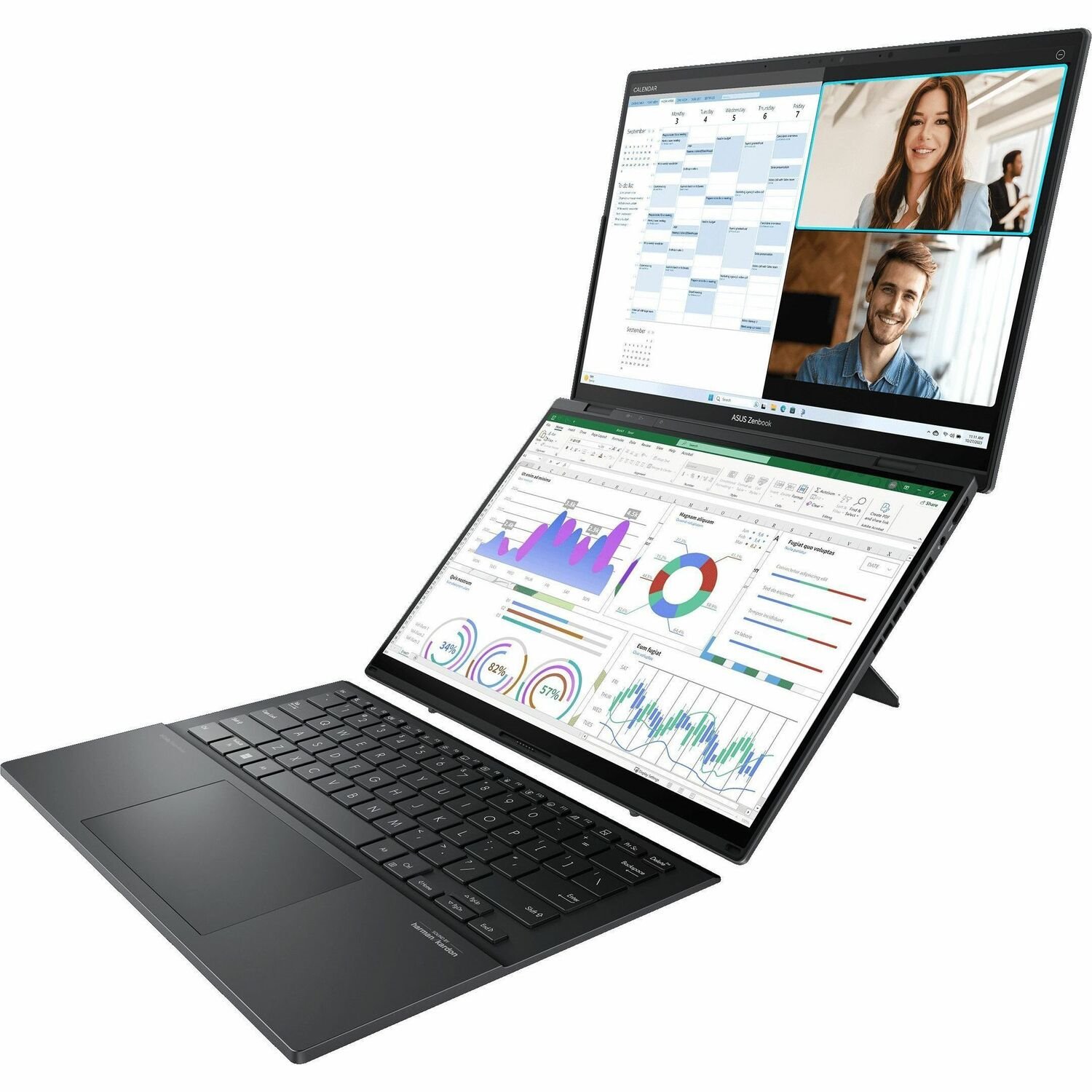Asus ZenBook Duo UX8406 UX8406MA-PZ103W 14" Touchscreen Detachable 2 in 1 Notebook - 2.8K - Intel Core Ultra 9 185H - Intel Evo Platform - 32 GB - 1 TB SSD - Inkwell Gray