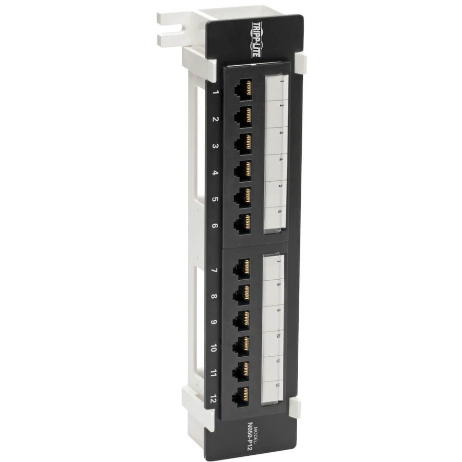 Tripp Lite by Eaton Cat5e Wall-Mount 12-Port Patch Panel - PoE+ Compliant, 110/Krone, 568A/B, RJ45 Ethernet, TAA