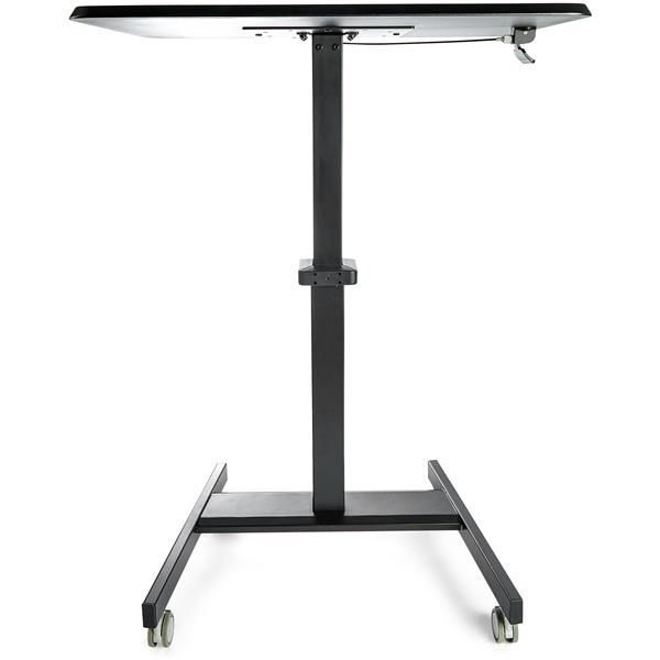 StarTech.com Mobile Standing Desk - Portable Sit-Stand Ergonomic Height Adjustable Cart on Wheels - Rolling Computer/Laptop Workstation