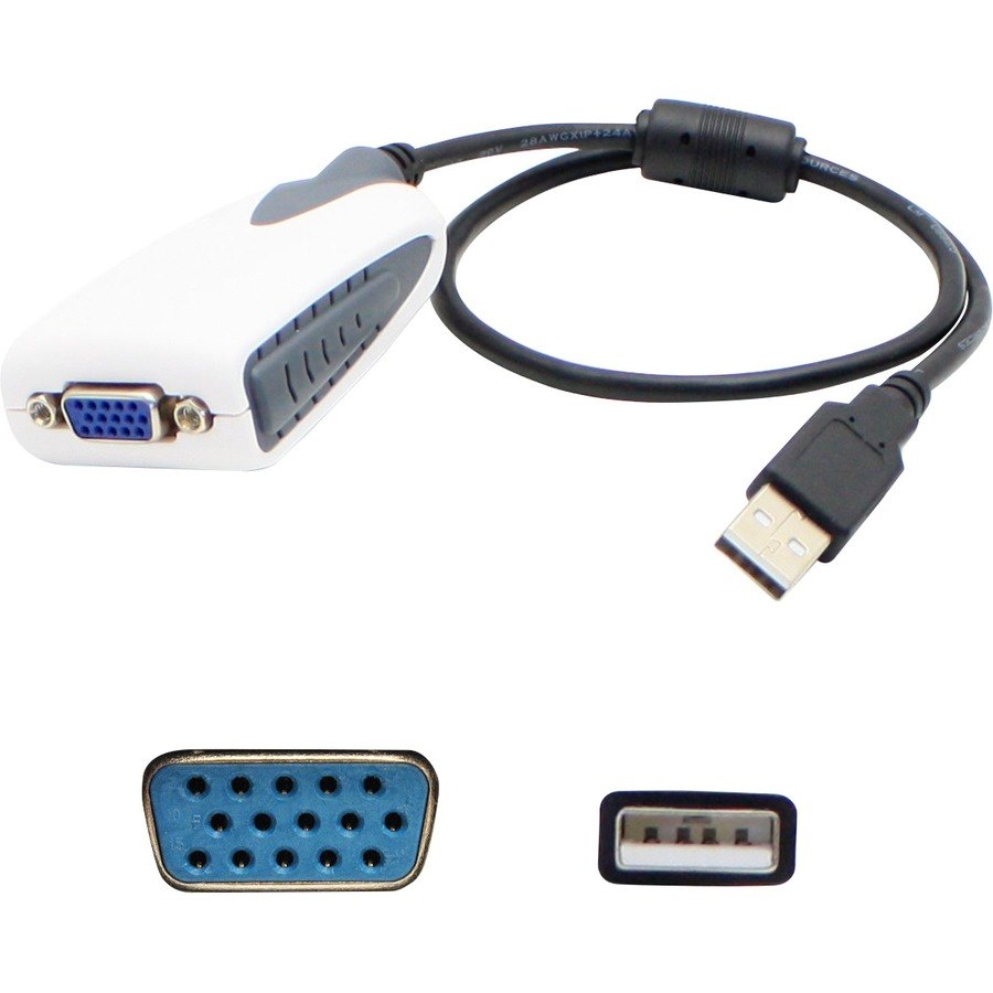 AddOn 5-Pack of USB 2.0 (A) Male to VGA Female Black Adapters