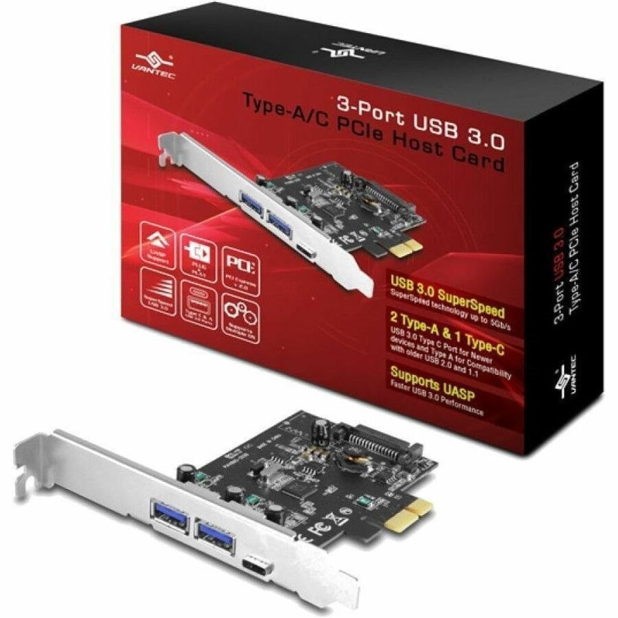 Vantec 3-Port USB 3.0 Type A/C PCIe Host Card