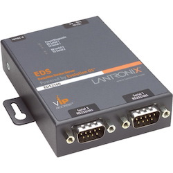 Lantronix 2-Port Secure Serial (RS232/ RS422/ RS485) to IP Ethernet Device Server; Up to 256-bit AES encryption; SSH/SSL/TLS Enterprise Security with PKI; International 110-240 VAC