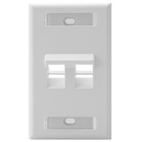 Leviton Angled Single-Gang QuickPort Wallplate with ID Windows, 2-Port, White