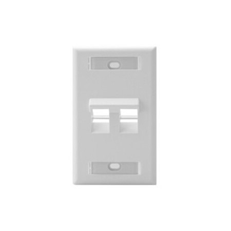 Leviton Angled Single-Gang QuickPort Wallplate with ID Windows, 2-Port, White