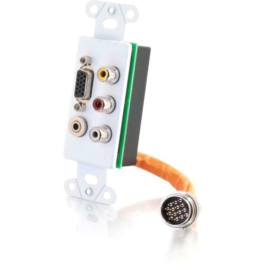 C2G RapidRun Integrated VGA (HD15) + 3.5mm + Composite Video + Stereo Audio Decorative Style Wall Plate - White