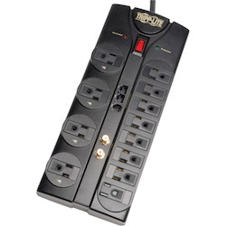 Tripp Lite by Eaton Protect It! 12-Outlet Surge Protector, 8 ft. (2.43 m) Cord, 2880 Joules, Tel/Modem/Coaxial/Ethernet Protection