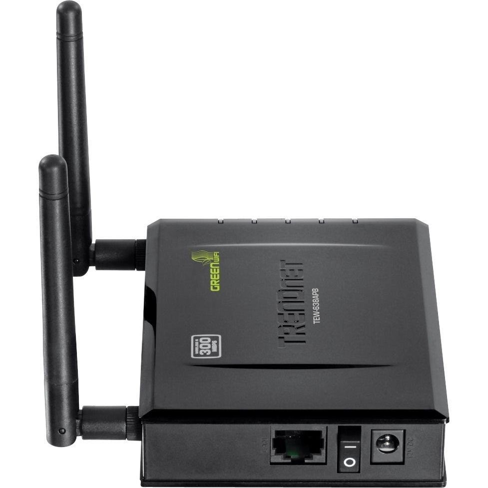 TRENDnet Wireless N300 2T2R Detachable antennas; Access Point; 2.4Ghz 300Mbps; 802.11b/g/n; AP/WDS/Client/Bridge; 2x2 dBi; TEW-638APB