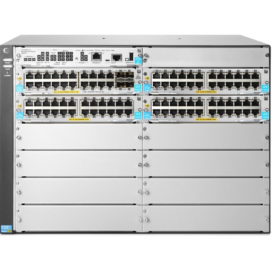 HPE 5400R zl2 5412R 92GT PoE+/4SFP+ 92 Ports Manageable Layer 3 Switch - Gigabit Ethernet, 10 Gigabit Ethernet - 10/100Base-TX, 10/100/1000Base-T, 10GBase-X - Refurbished