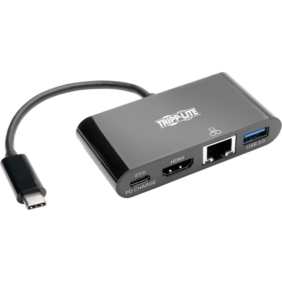 Eaton Tripp Lite Series USB-C Multiport Adapter - HDMI, USB 3.x (5Gbps) Hub Port, Gigabit Ethernet, 60W PD Charging, HDCP, Black