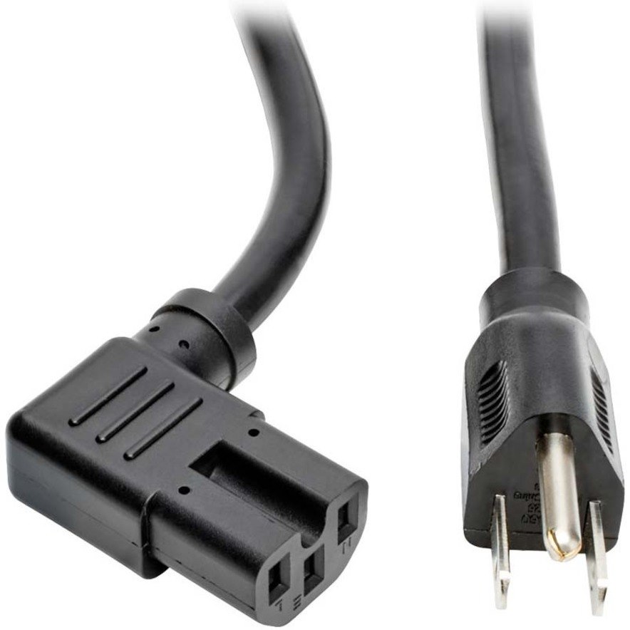 Eaton Tripp Lite Series Power Cord, NEMA 5-15P to Right-Angle C15 - Heavy-Duty, 15A, 125V, 14 AWG, 8 ft. (2.43 m), Black