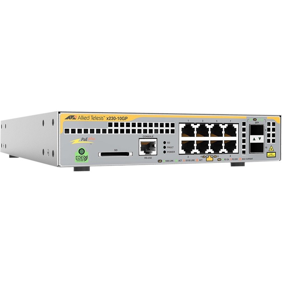 Allied Telesis L3 Switch with 8 x 10/100/1000T PoE Ports and 2 x 100/1000X SFP Ports