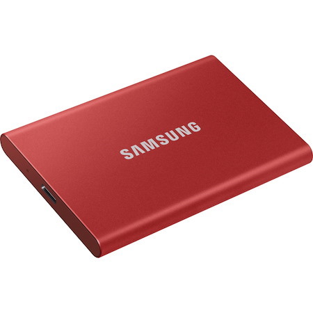 Samsung T7 MU-PC500H/WW 500 GB Portable Solid State Drive - External - PCI Express NVMe - Metallic Red