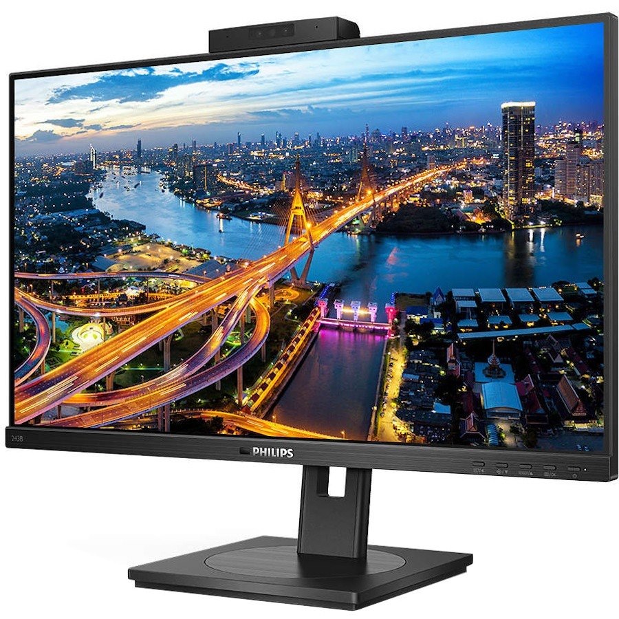 Philips 243B1JH 24" Class Webcam Full HD LCD Monitor - 16:9 - Textured Black