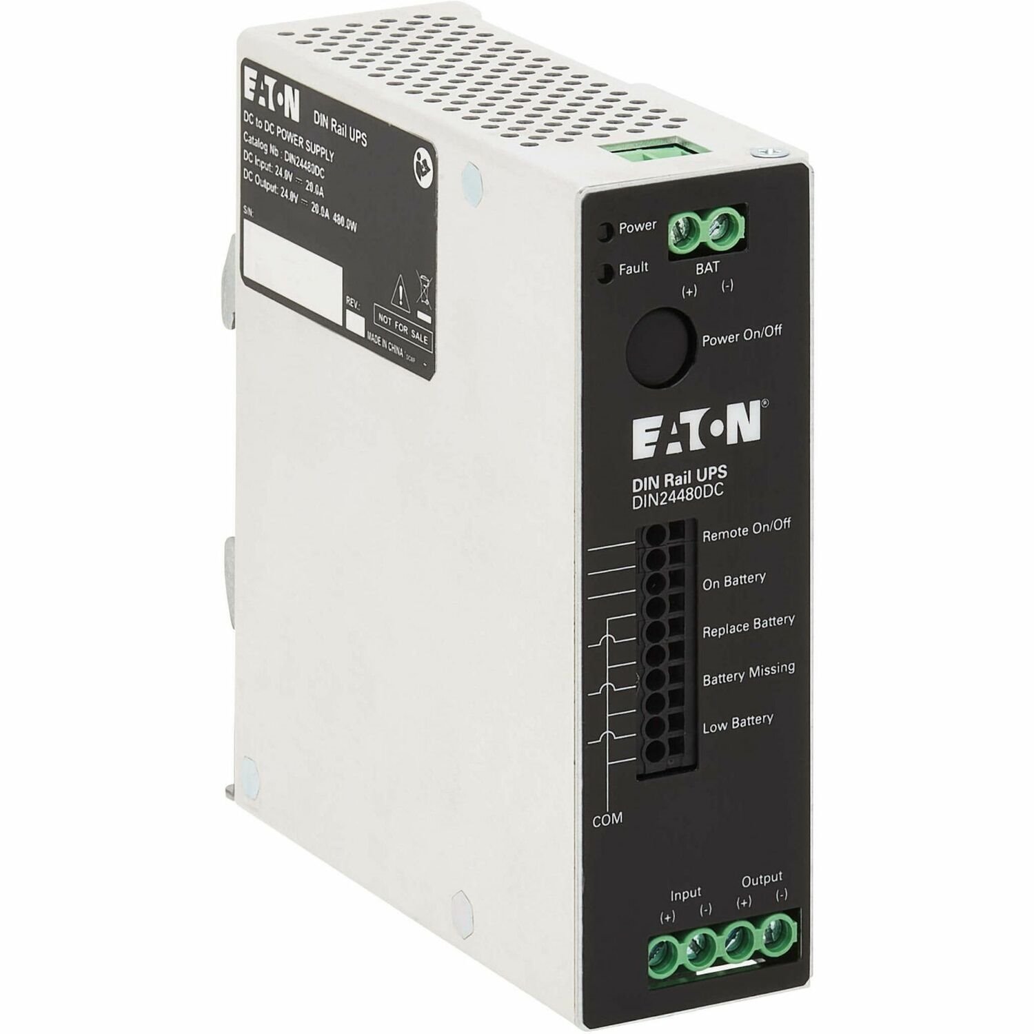 Eaton 480W 24V DC DIN Rail Industrial UPS - Hardwire Input/Output - Battery Backup