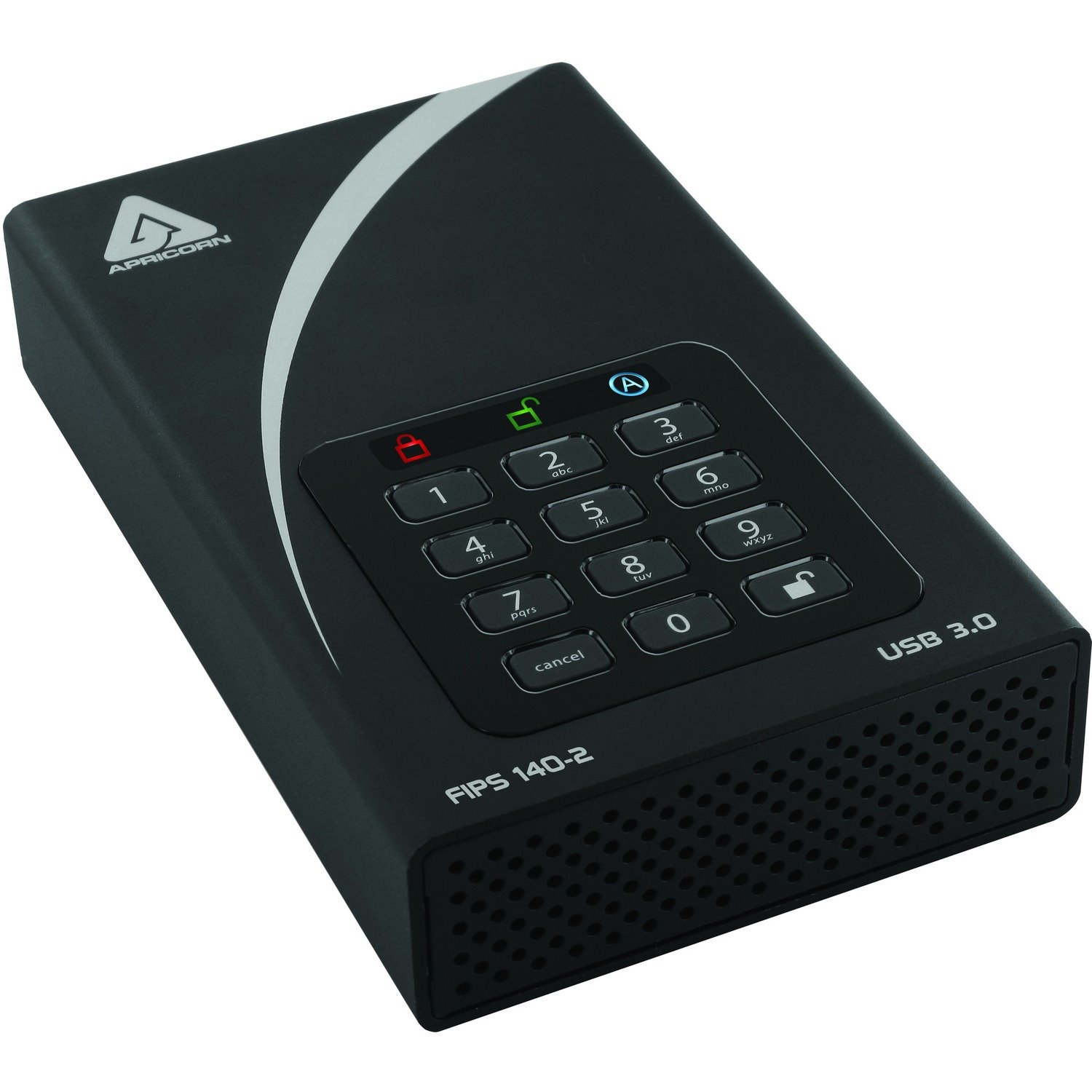 Apricorn Aegis Padlock DT FIPS ADT-3PL256F-12TB 12 TB Desktop Hard Drive - External - Black - TAA Compliant