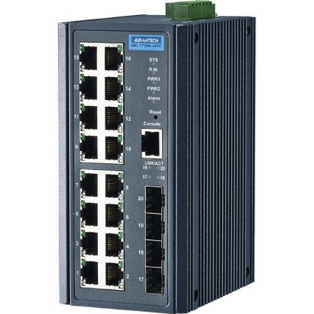 Advantech EKI-7720G-4FPI 16 Ports Manageable Ethernet Switch - Gigabit Ethernet - 10/100/1000Base-T, 10/100/1000Base-TX
