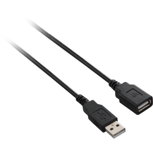 V7 USB A Female to USB A Male USB 2.0 Extension Cable 480 Mbps 3m/10ft Black