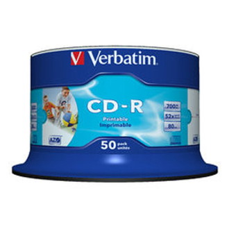 Verbatim CD Recordable Media - CD-R - 52x - 700 MB - 50 Pack Spindle - White
