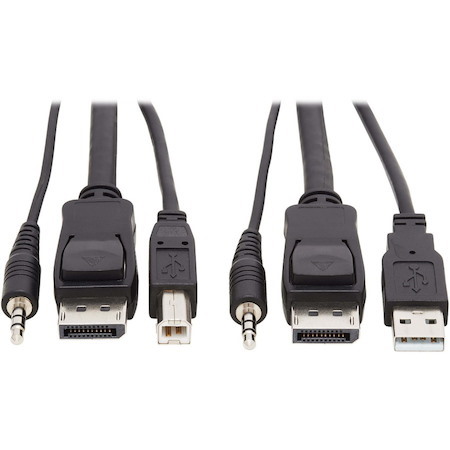 Tripp Lite by Eaton DisplayPort KVM Cable Kit, 3 in 1 - 4K DisplayPort, USB, 3.5 mm Audio (3xM/3xM), 4:4:4, 6 ft. (1.83 m), Black