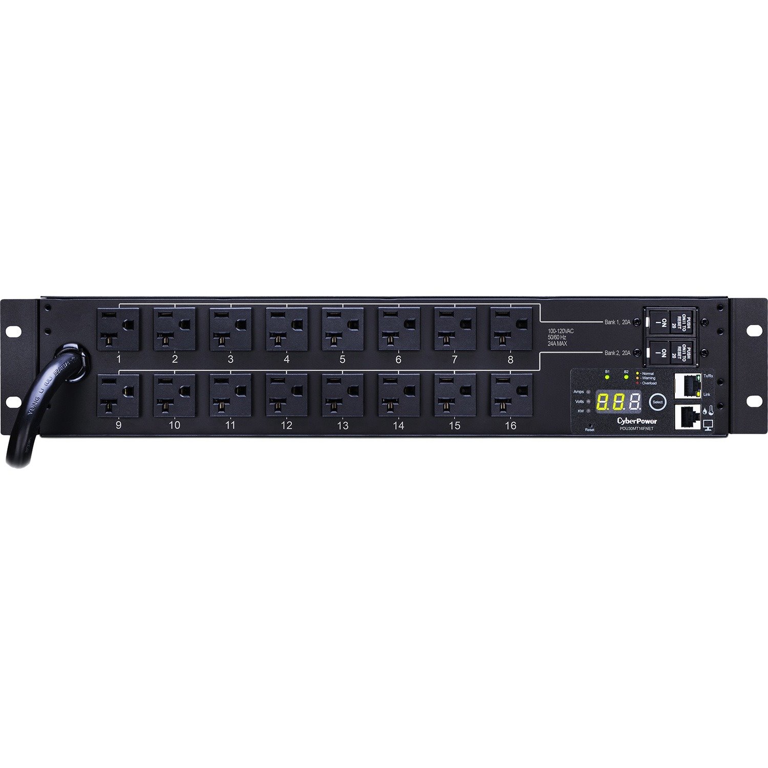 CyberPower Monitored PDU RM 2U PDU30MT16FNET 30A 16-Outlet