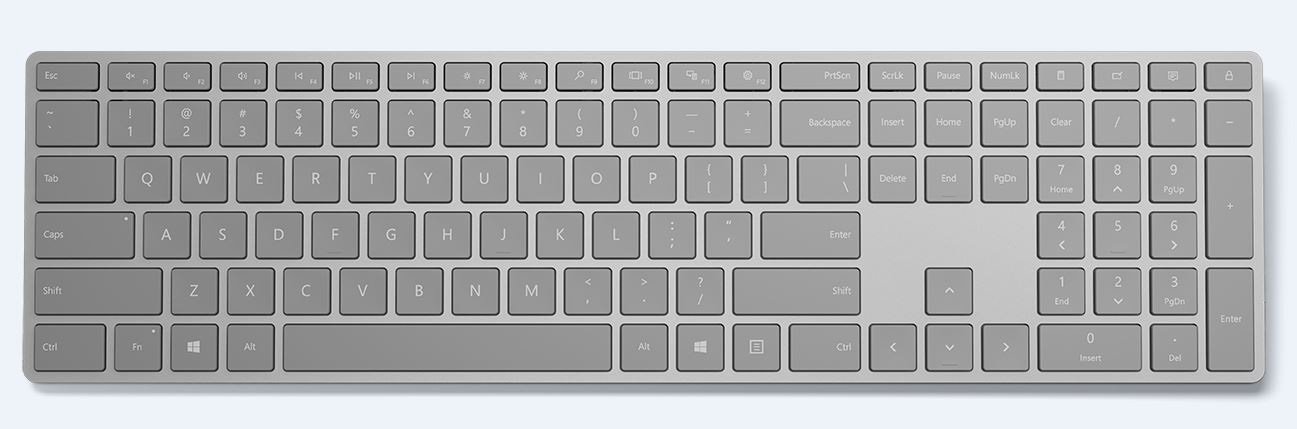 Microsoft Surface Keyboard - Wireless Connectivity - QWERTY Layout - Grey