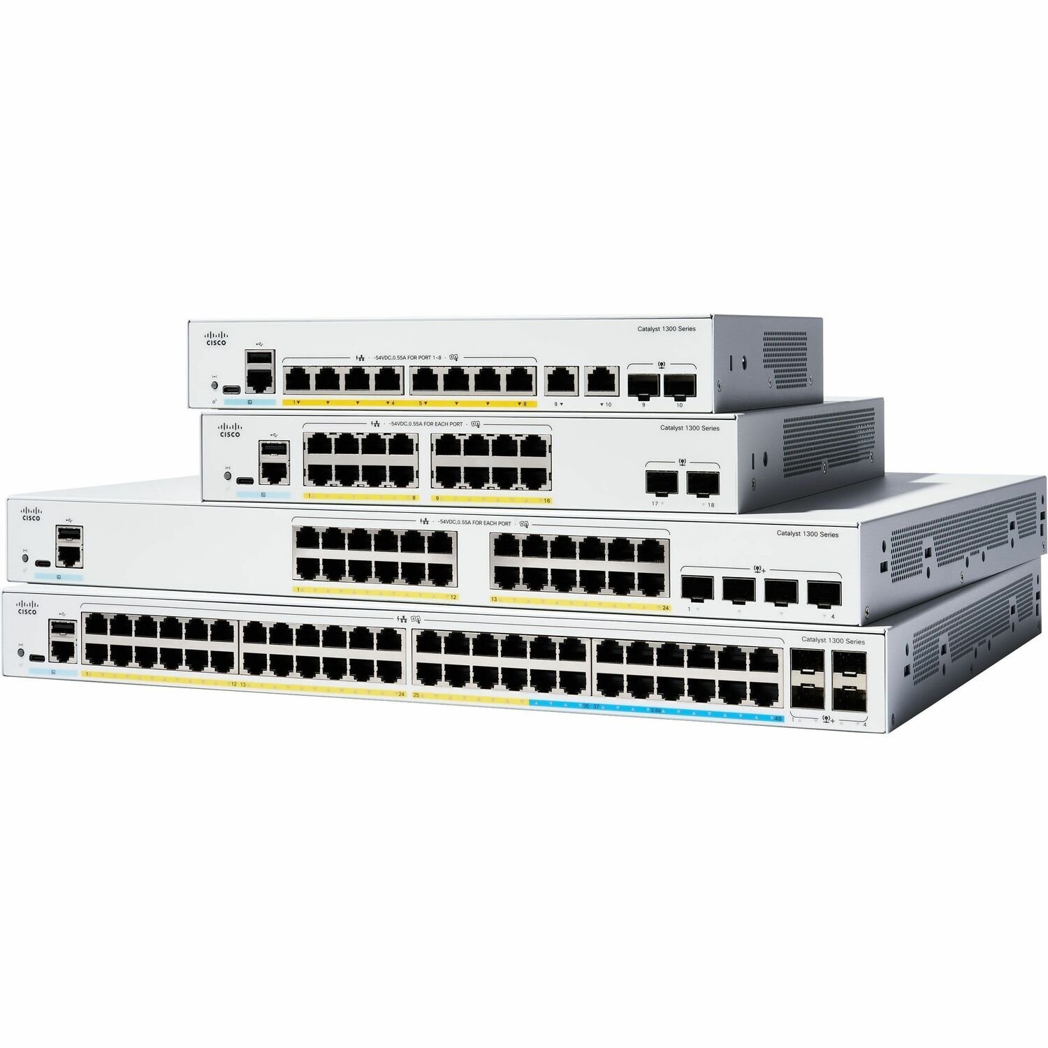 Cisco Catalyst 1300 C1300-8MGP-2X 8 Ports Manageable Layer 3 Switch - Gigabit Ethernet, 2.5 Gigabit Ethernet, 10 Gigabit Ethernet - 10/100/1000Base-T, 2.5GBase-T, 10GBase-X - White