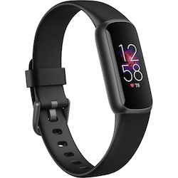 Fitbit Luxe Smart Band - Rectangular Case Shape - Graphite Stainless Steel, Black Body Color - Stainless Steel Case Material - Silicone Band Material