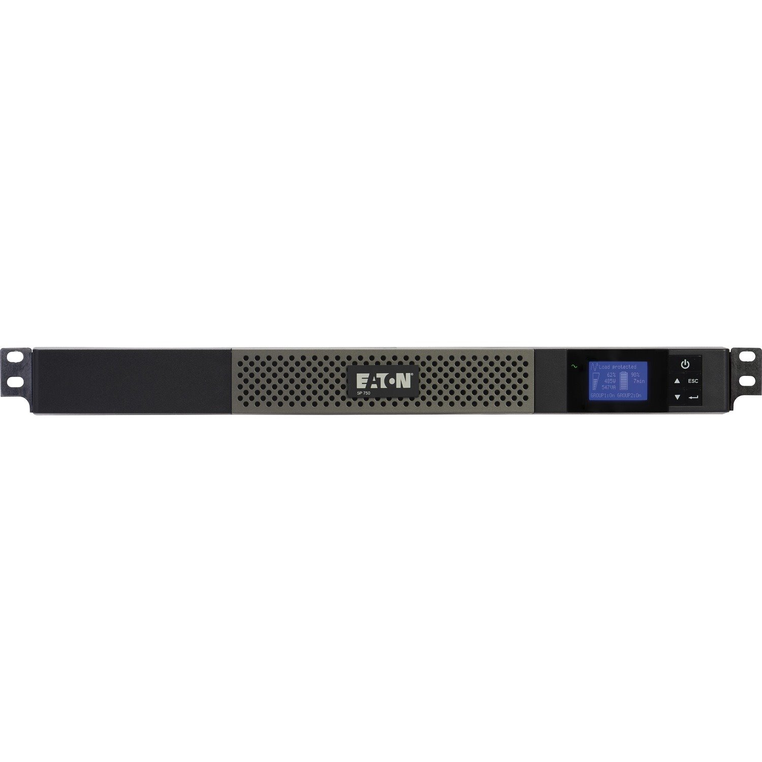 Eaton 5P 750VA 600W 120V Line-Interactive UPS, 5-15P, 5x 5-15R Outlets, True Sine Wave, Cybersecure Network Card Option, 1U - Battery Backup