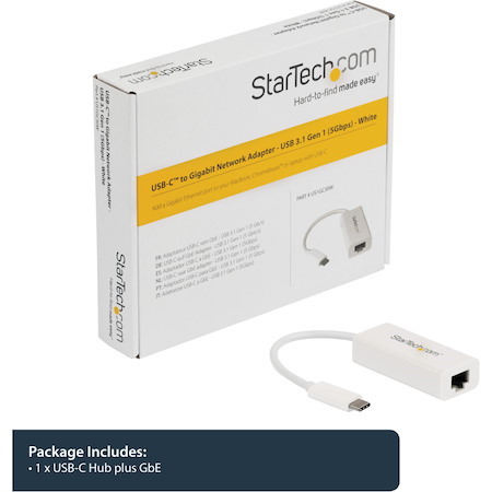 StarTech.com USB-C to Gigabit Ethernet Adapter - White - Thunderbolt 3 Port Compatible - USB Type C Network Adapter