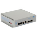 Omnitron Systems OmniConverter 10GPoE+/Sx PoE+, 2xSFP/SFP+, 4xRJ-45, 1xDC Powered Commercial Temp