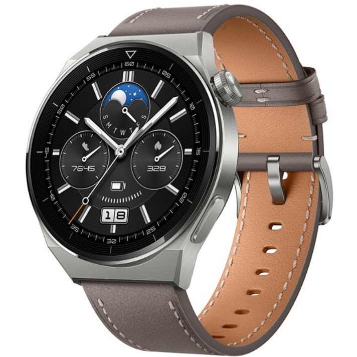 Huawei WATCH GT 3 Pro Smart Watch - 46.60 mm Case Height - 46.60 mm Case Width - Grey Band Color - Titanium Case Material - Leather Band Material