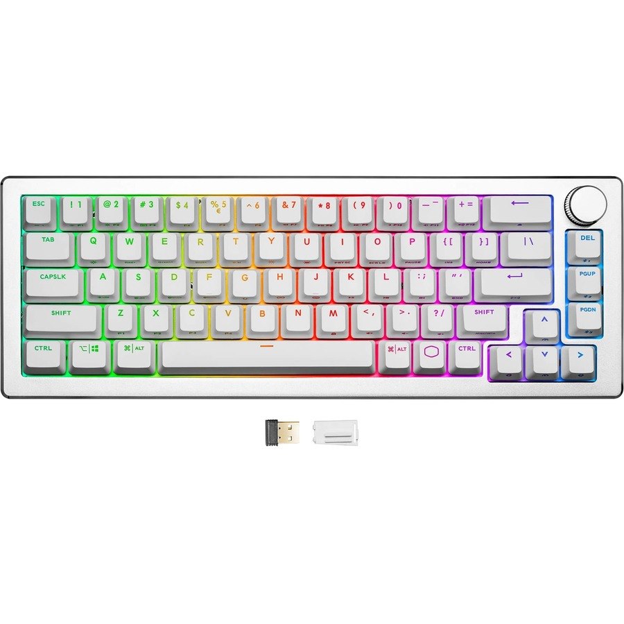 Cooler Master CK-721 Rugged Gaming Keyboard - Wired/Wireless Connectivity - USB Type C Interface - RGB LED - English (US) - Silver White