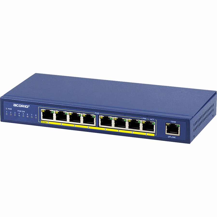 4XEM Full 8-Port PoE 10/100Mbps Ethernet Switch