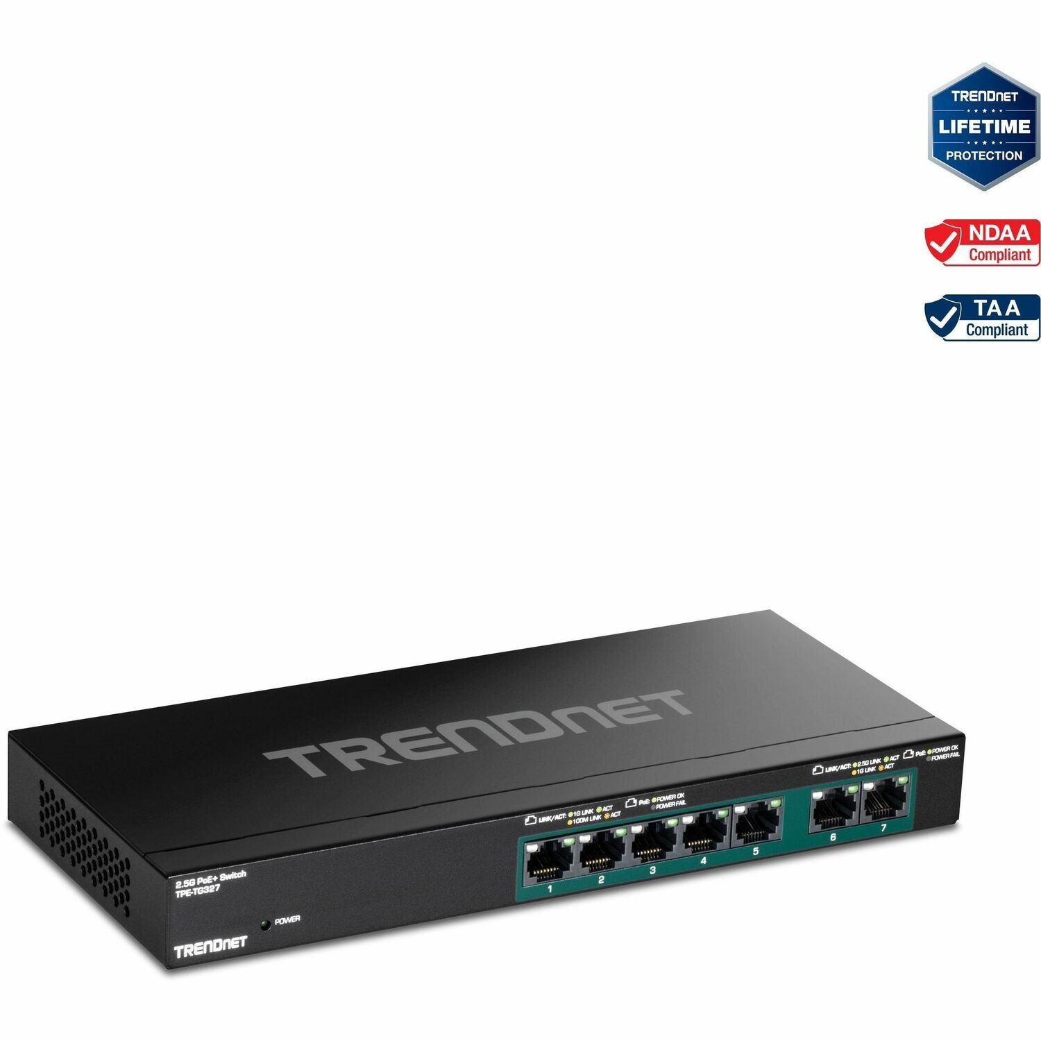 TRENDnet TPE-TG327 7 Ports Ethernet Switch - 5 Gigabit Ethernet, 2.5 Gigabit Ethernet - 5GBase-T, 2.5GBase-T