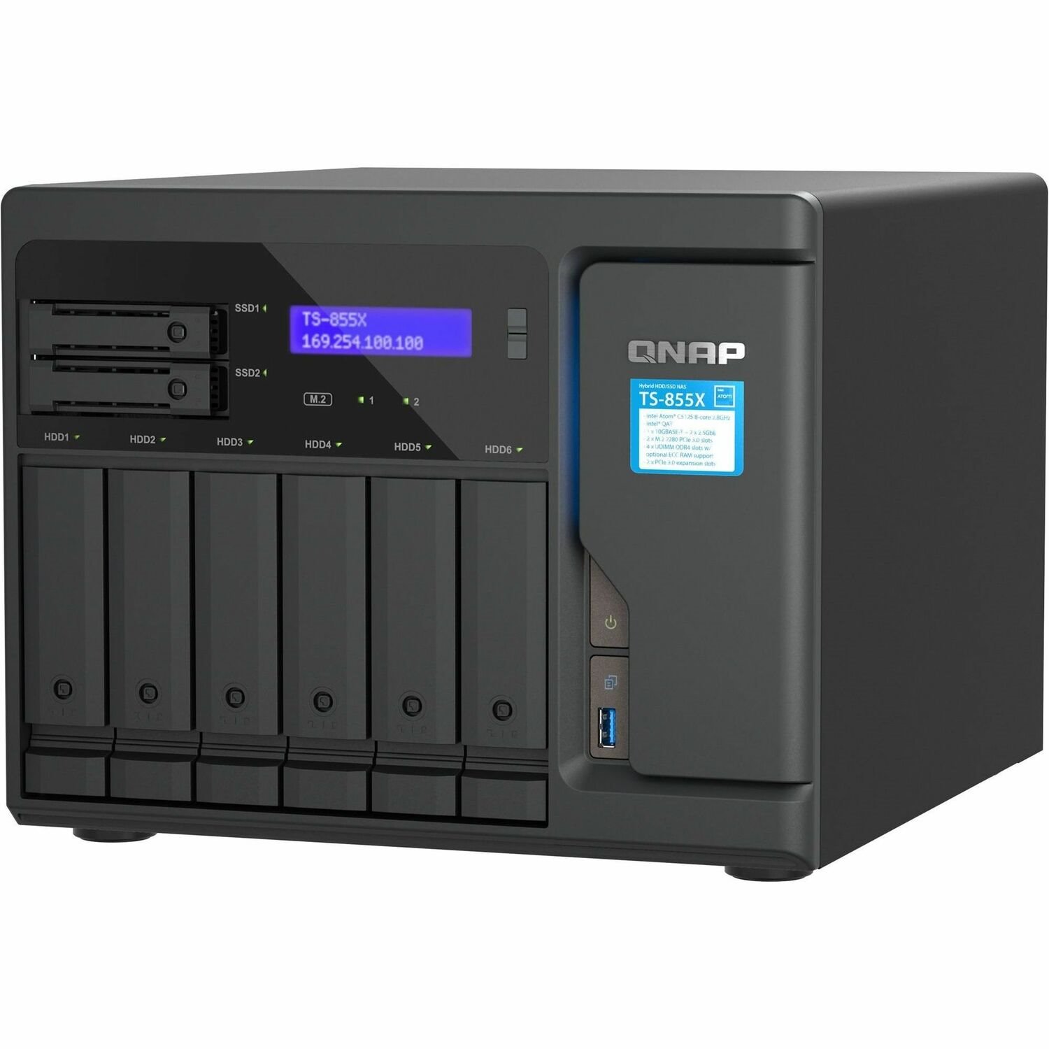 QNAP TS-855X-8G 8 x Total Bays SAN/NAS Storage System - 5 GB Flash Memory Capacity - Intel Atom C5125 Octa-core (8 Core) 2.80 GHz - 8 GB RAM - DDR4 SDRAM - 2U Rack-mountable