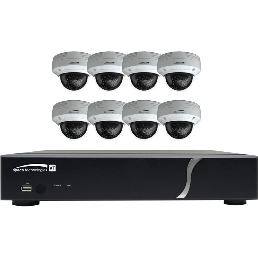 Speco 8 Channel HD-TVI 1080p DVR, 2TB 8 HD-TVI 1080p Outdoor IR Dome Cameras - 2 TB HDD