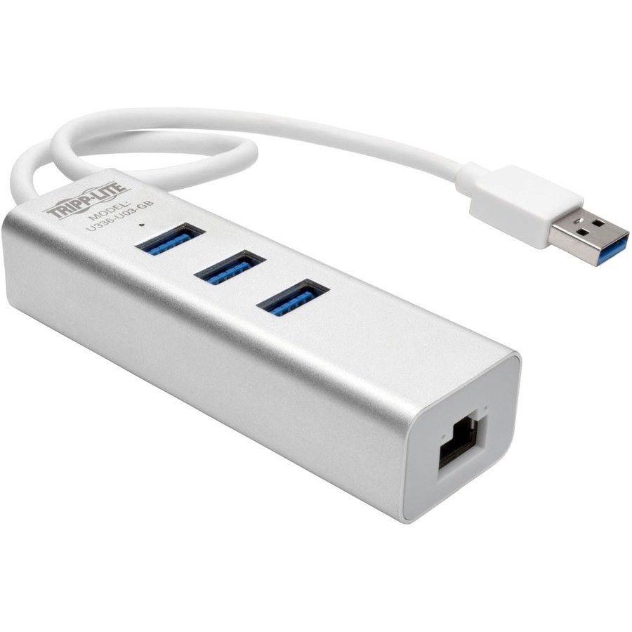 Eaton Tripp Lite Series USB to Gigabit Ethernet NIC Network Adapter with 3 Port USB 3.x (5Gbps) Hub
